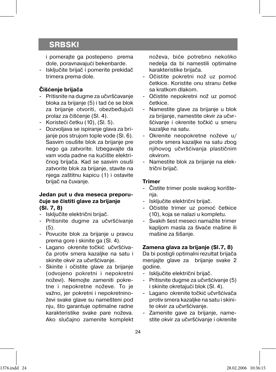 Srbski | Vitek VT-1376 BK User Manual | Page 24 / 40