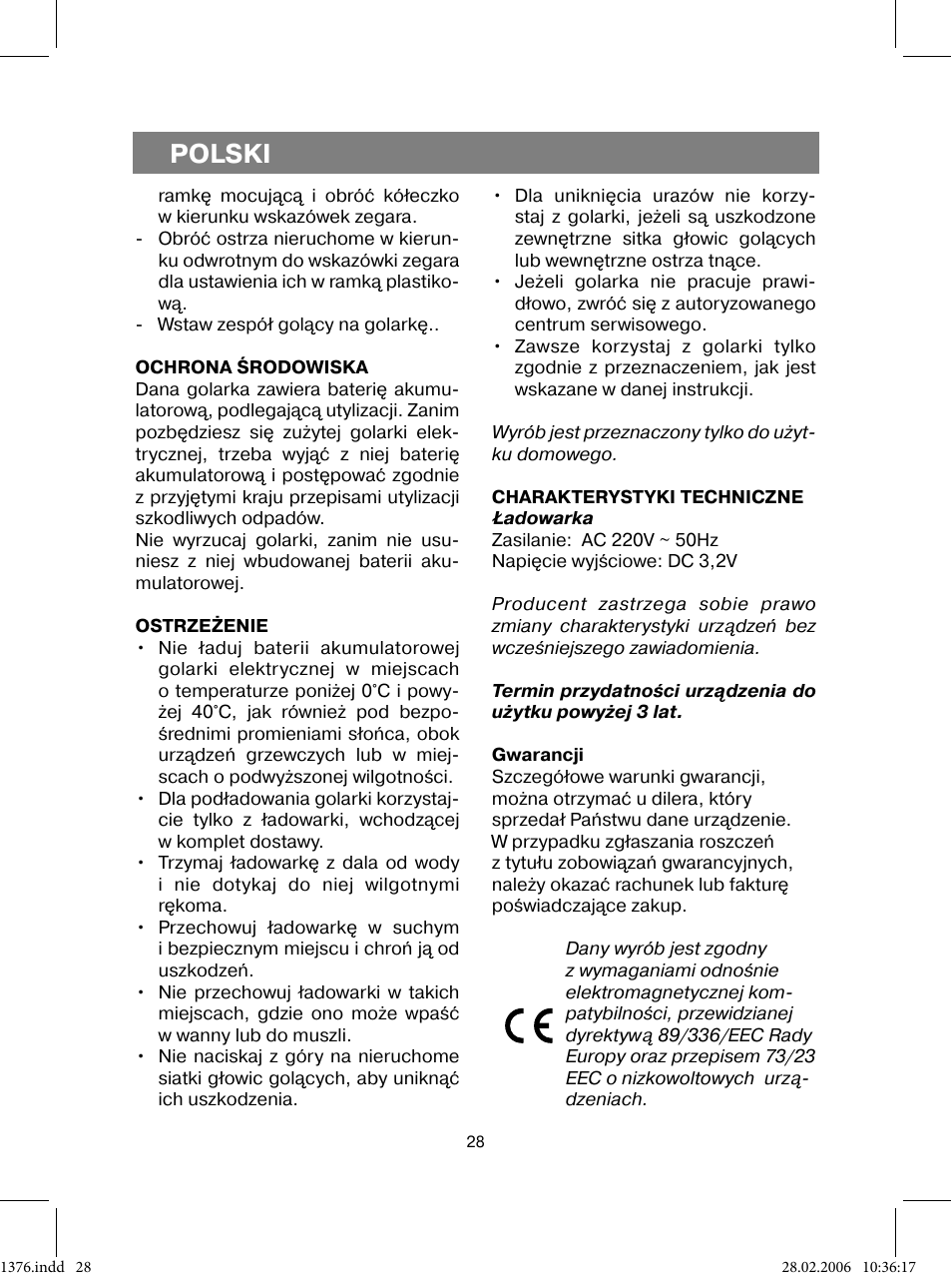 Polski | Vitek VT-1376 BK User Manual | Page 28 / 40