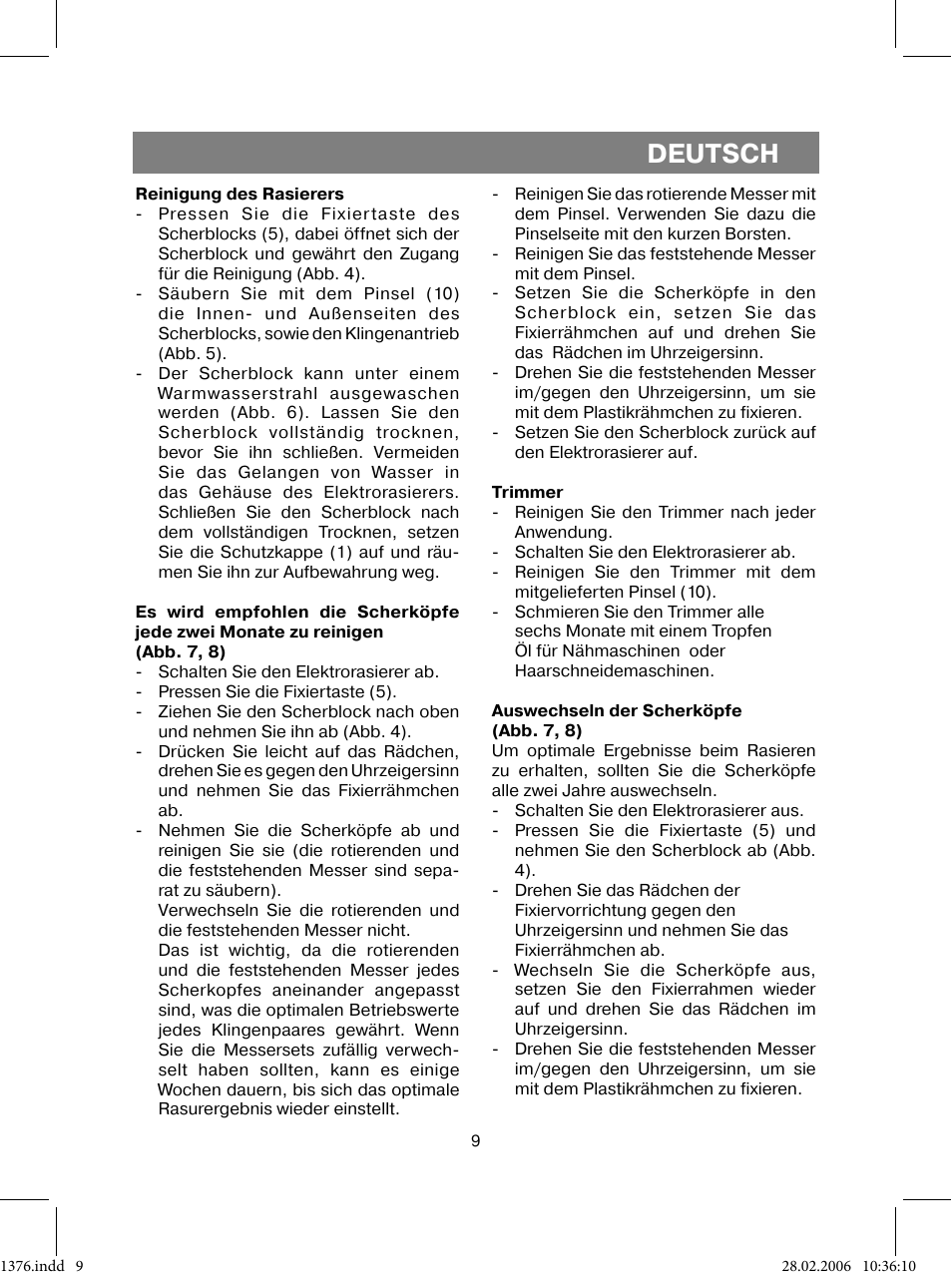 Deutsch | Vitek VT-1376 BK User Manual | Page 9 / 40