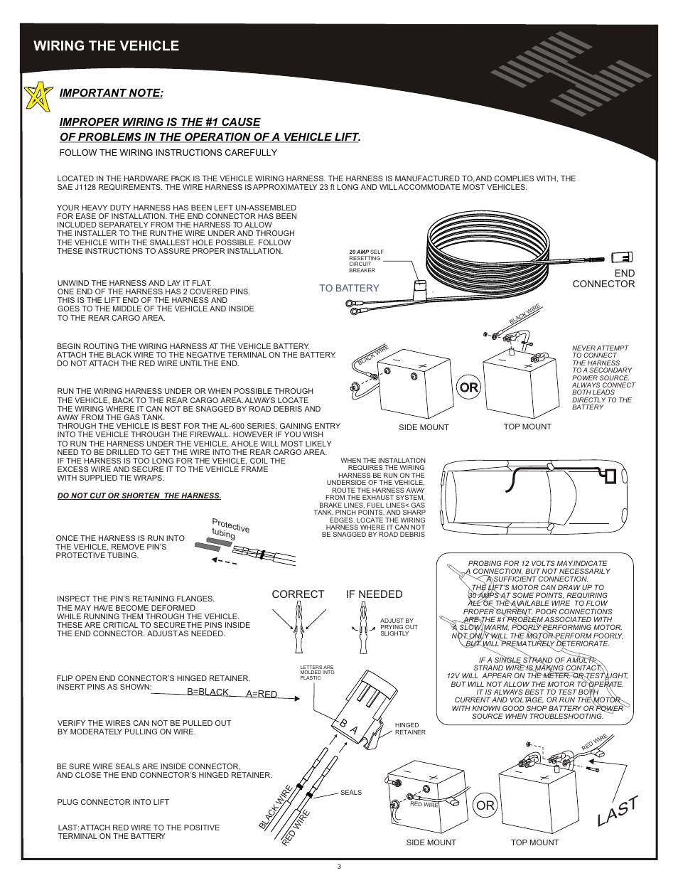 Wiring the vehicle, Last | Harmar Mobility AL600 User Manual | Page 3 / 20