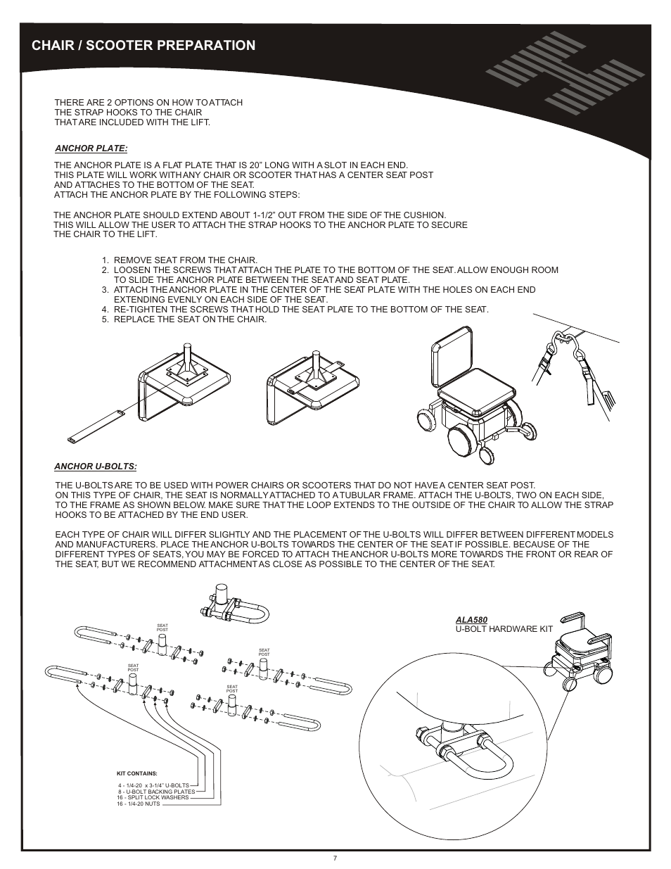Chair/scooter preparation, Chair / scooter preparation | Harmar Mobility AL600 User Manual | Page 7 / 20