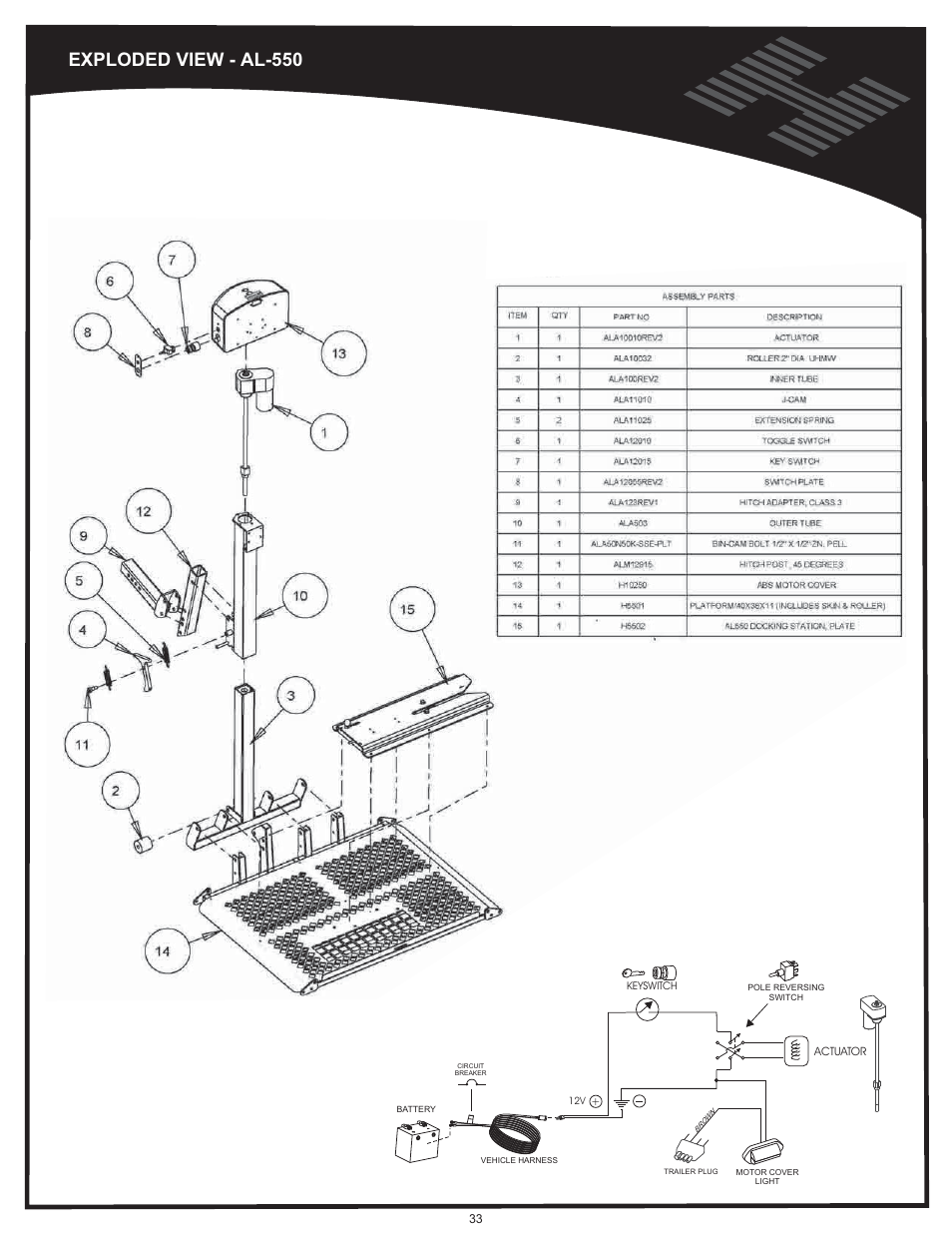 Al550, Exploded view - al-550 | Harmar Mobility AL500 User Manual | Page 33 / 36