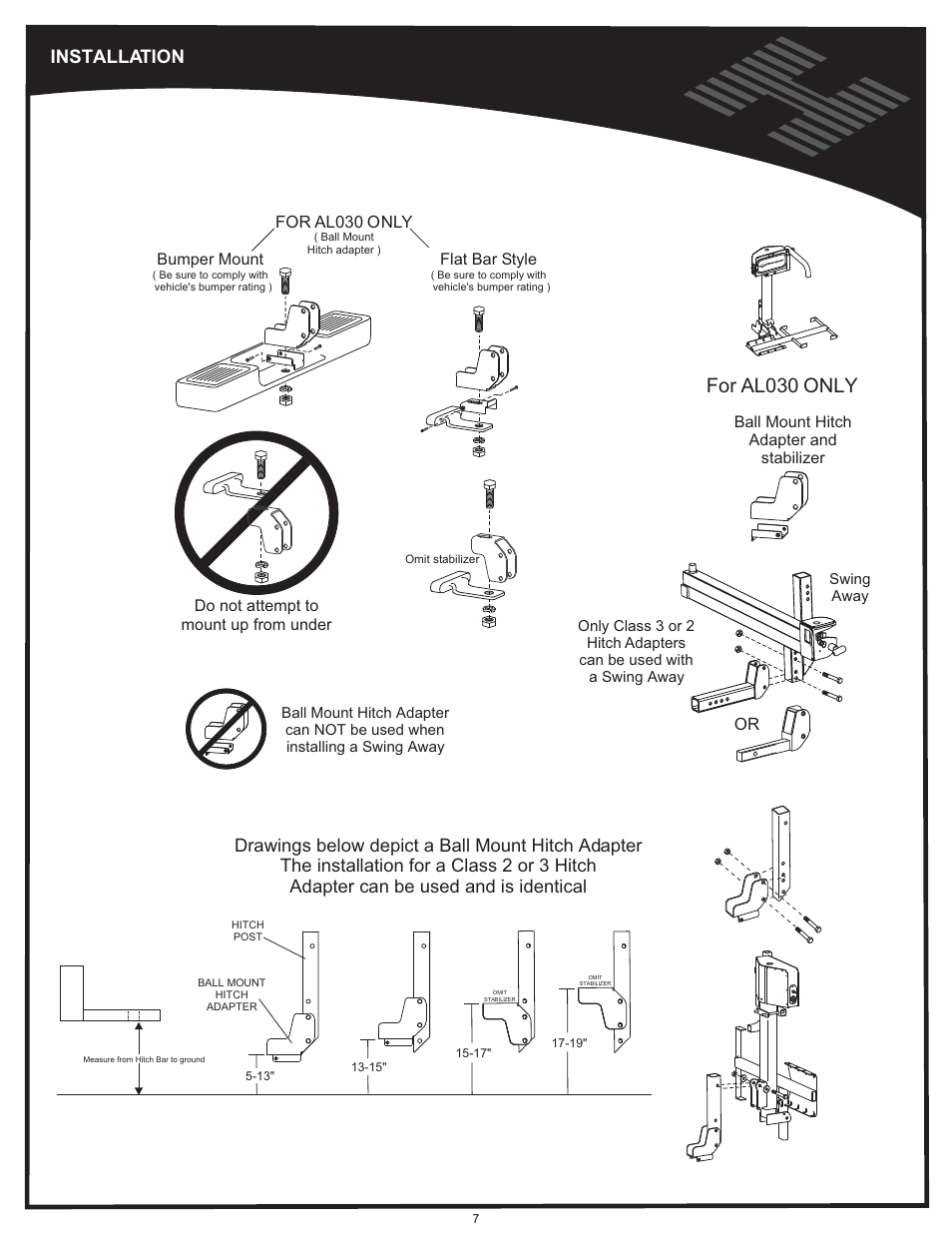 Installation cont'd, For al030 only, Installation | Harmar Mobility AL500 User Manual | Page 7 / 36