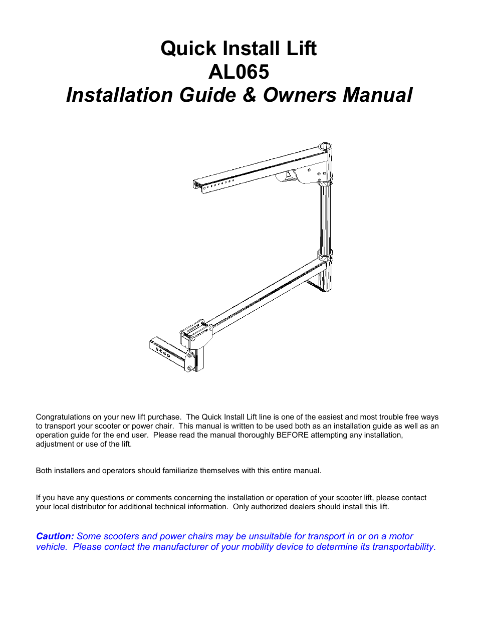 Harmar Mobility AL065 User Manual | 10 pages