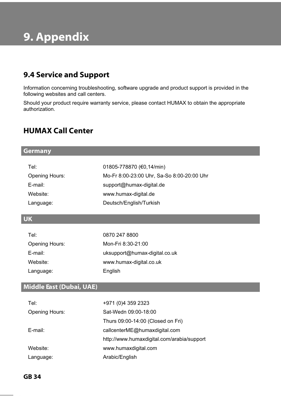 Humax IR-TWIN User Manual | Page 35 / 36