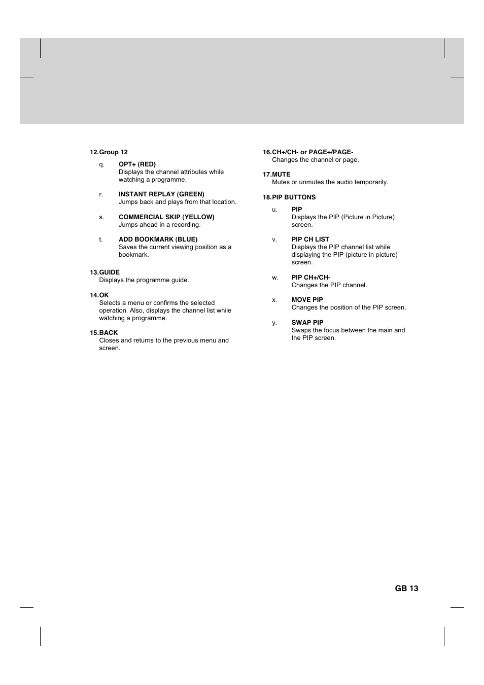 Gb 13 | Humax CX PVR-9200C User Manual | Page 14 / 90