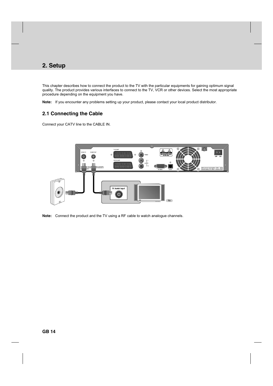 Setup | Humax CX PVR-9200C User Manual | Page 15 / 90
