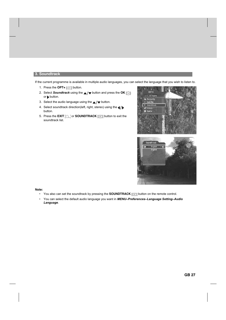 Soundtrack, Gb 27 | Humax CX PVR-9200C User Manual | Page 28 / 90
