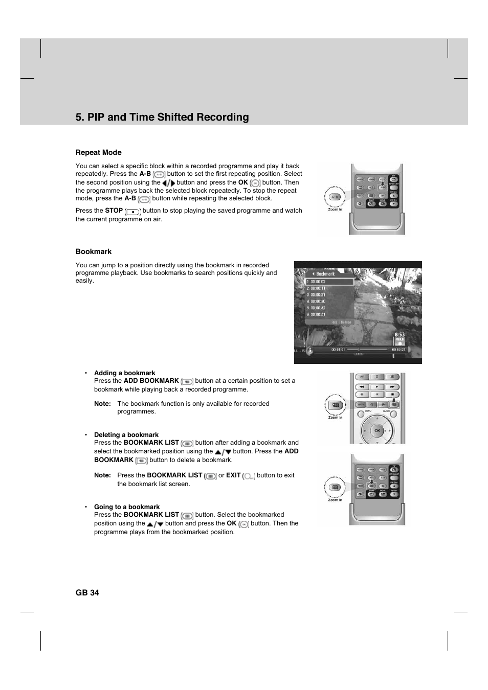 Pip and time shifted recording | Humax CX PVR-9200C User Manual | Page 35 / 90