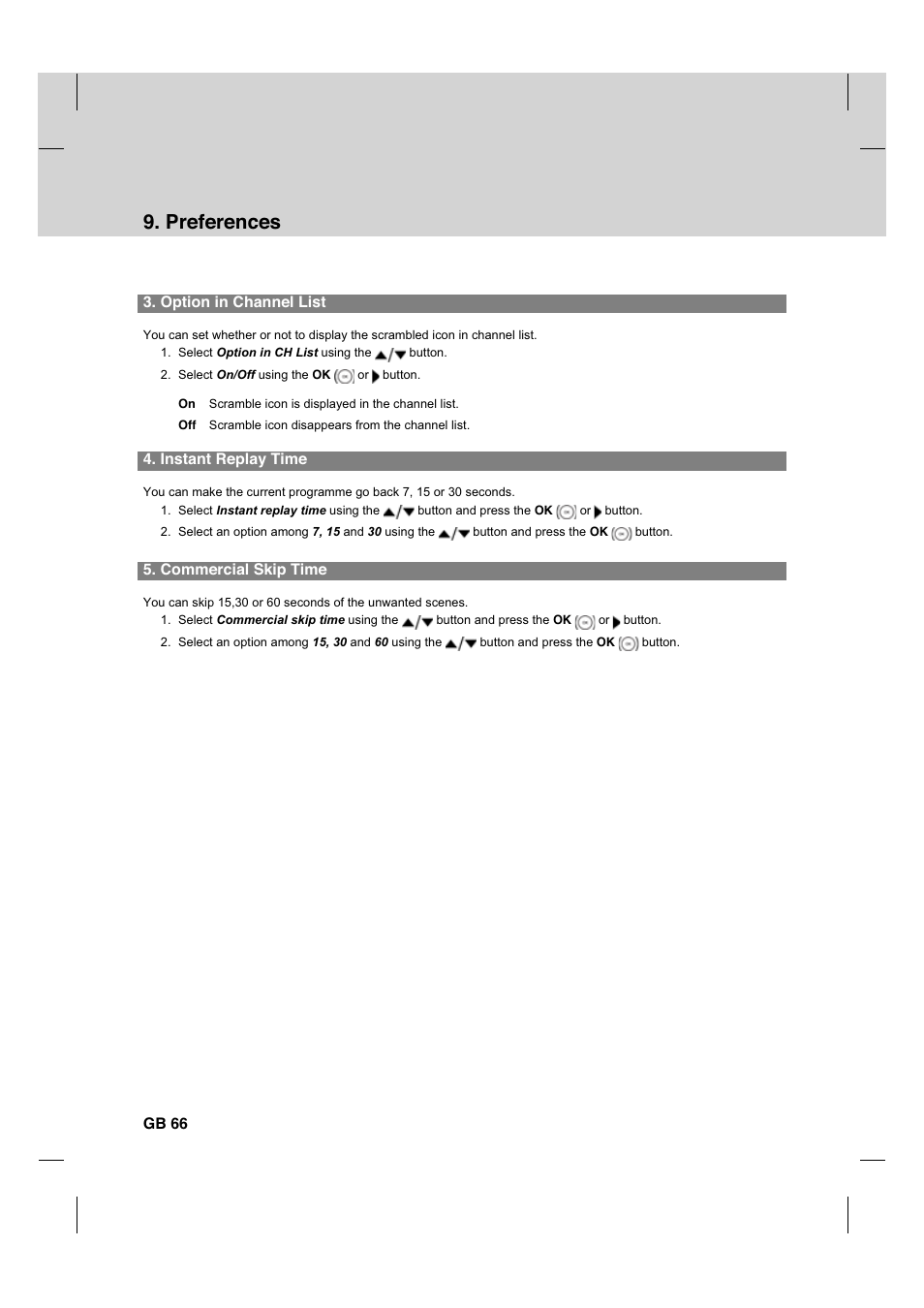 Preferences | Humax CX PVR-9200C User Manual | Page 67 / 90