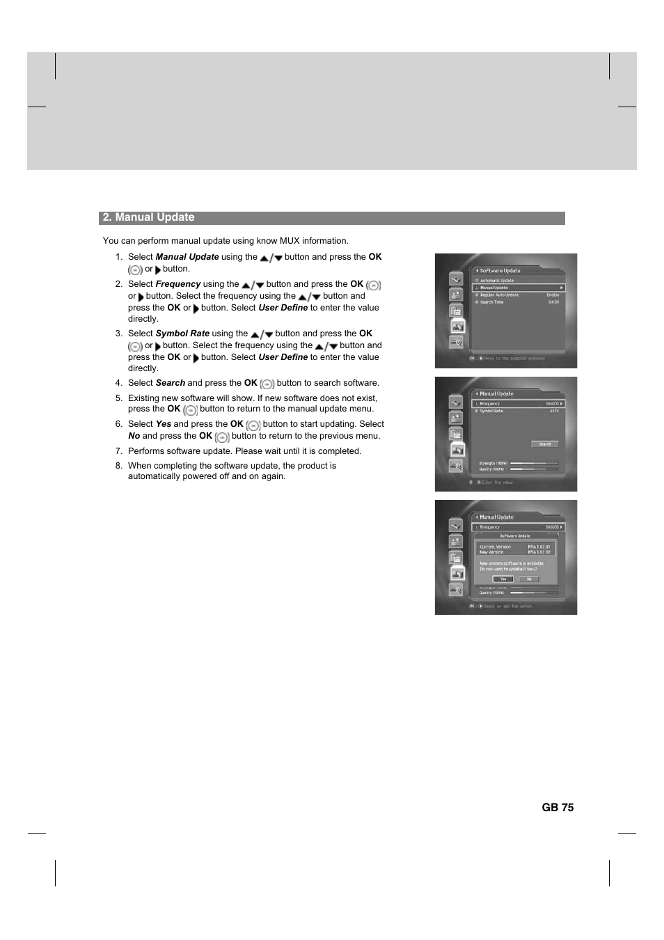 Manual update, Gb 75 | Humax CX PVR-9200C User Manual | Page 76 / 90