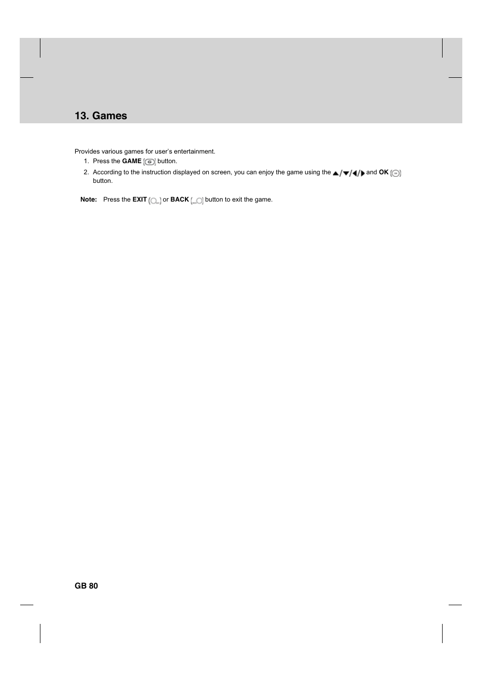 Games | Humax CX PVR-9200C User Manual | Page 81 / 90