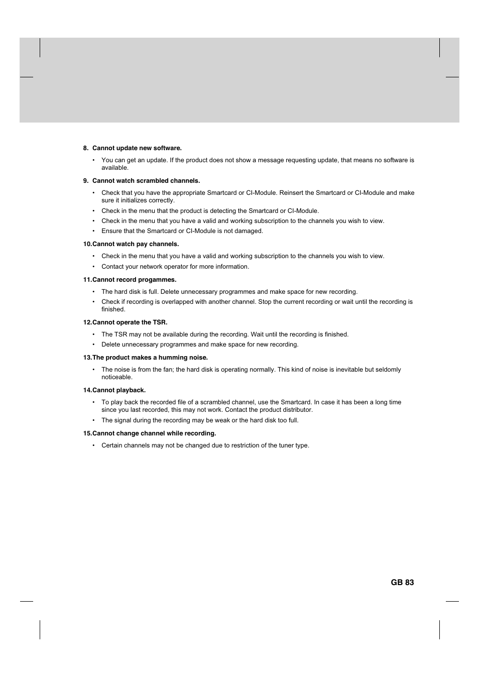 Gb 83 | Humax CX PVR-9200C User Manual | Page 84 / 90