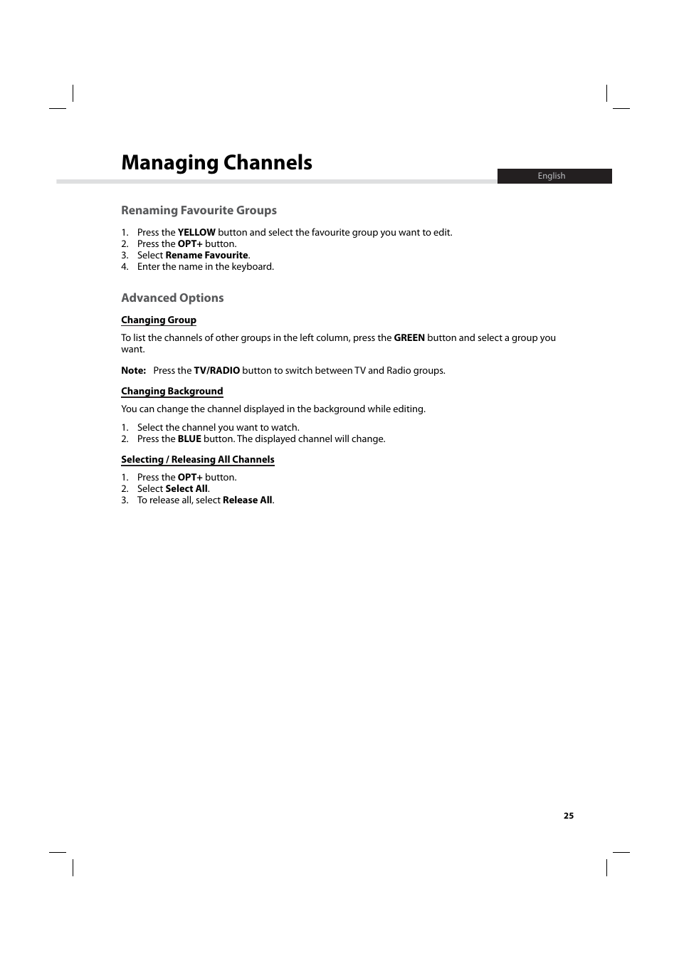 Managing channels | Humax IHDR-5200C User Manual | Page 26 / 110