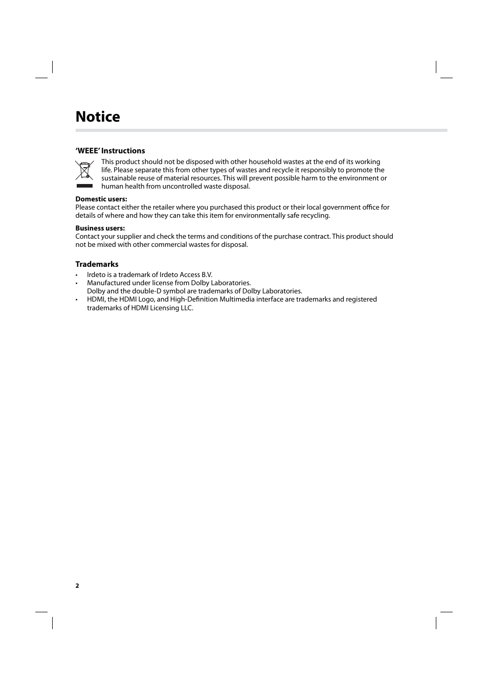 Notice | Humax IHDR-5200C User Manual | Page 3 / 110