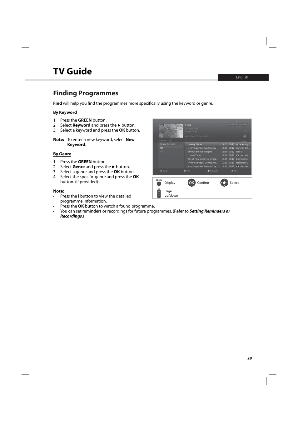 Tv guide, Finding programmes | Humax IHDR-5200C User Manual | Page 30 / 110