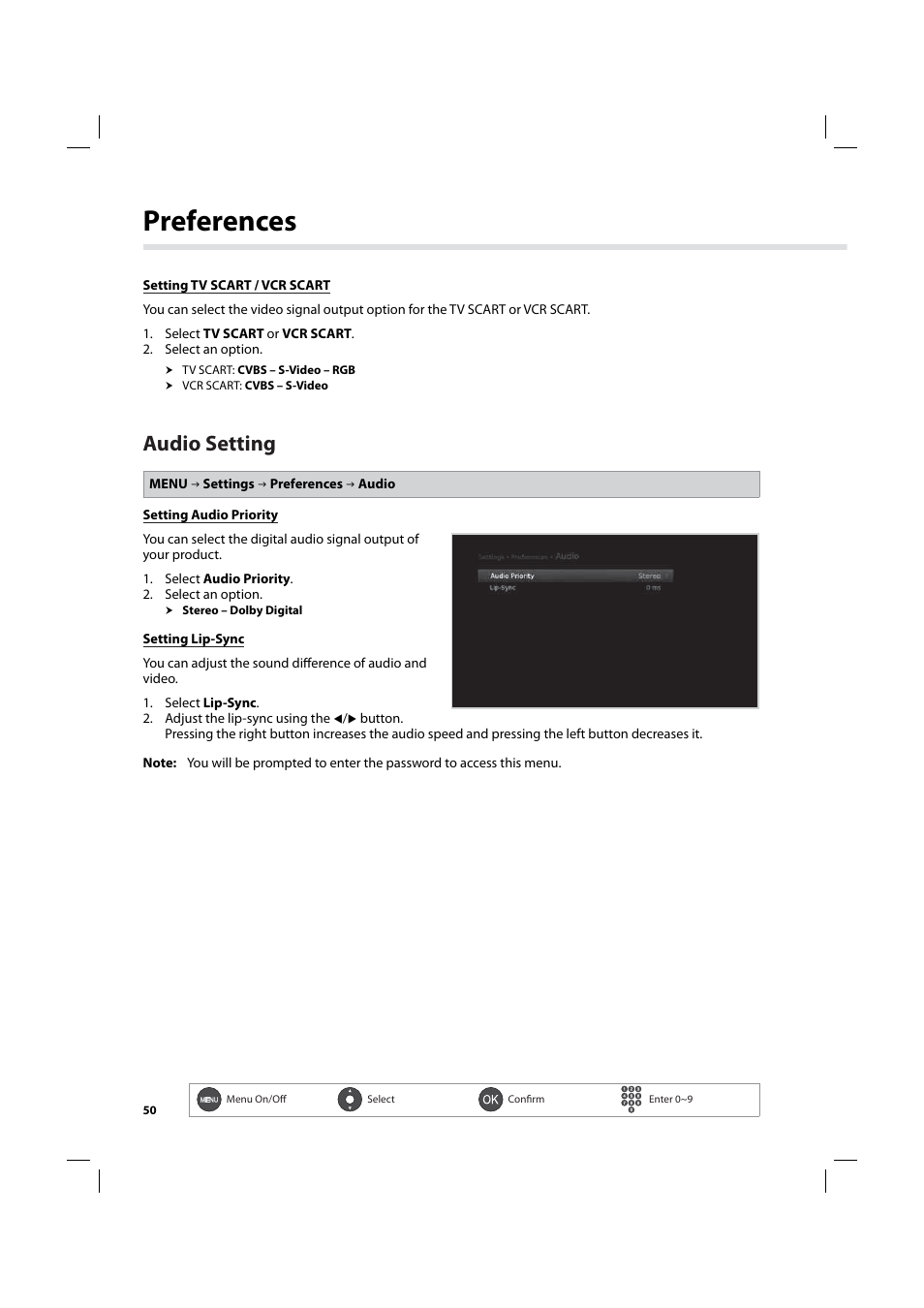 Preferences, Audio setting | Humax IHDR-5200C User Manual | Page 51 / 110