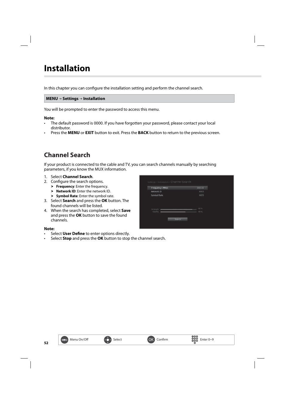 Installation, Channel search | Humax IHDR-5200C User Manual | Page 53 / 110