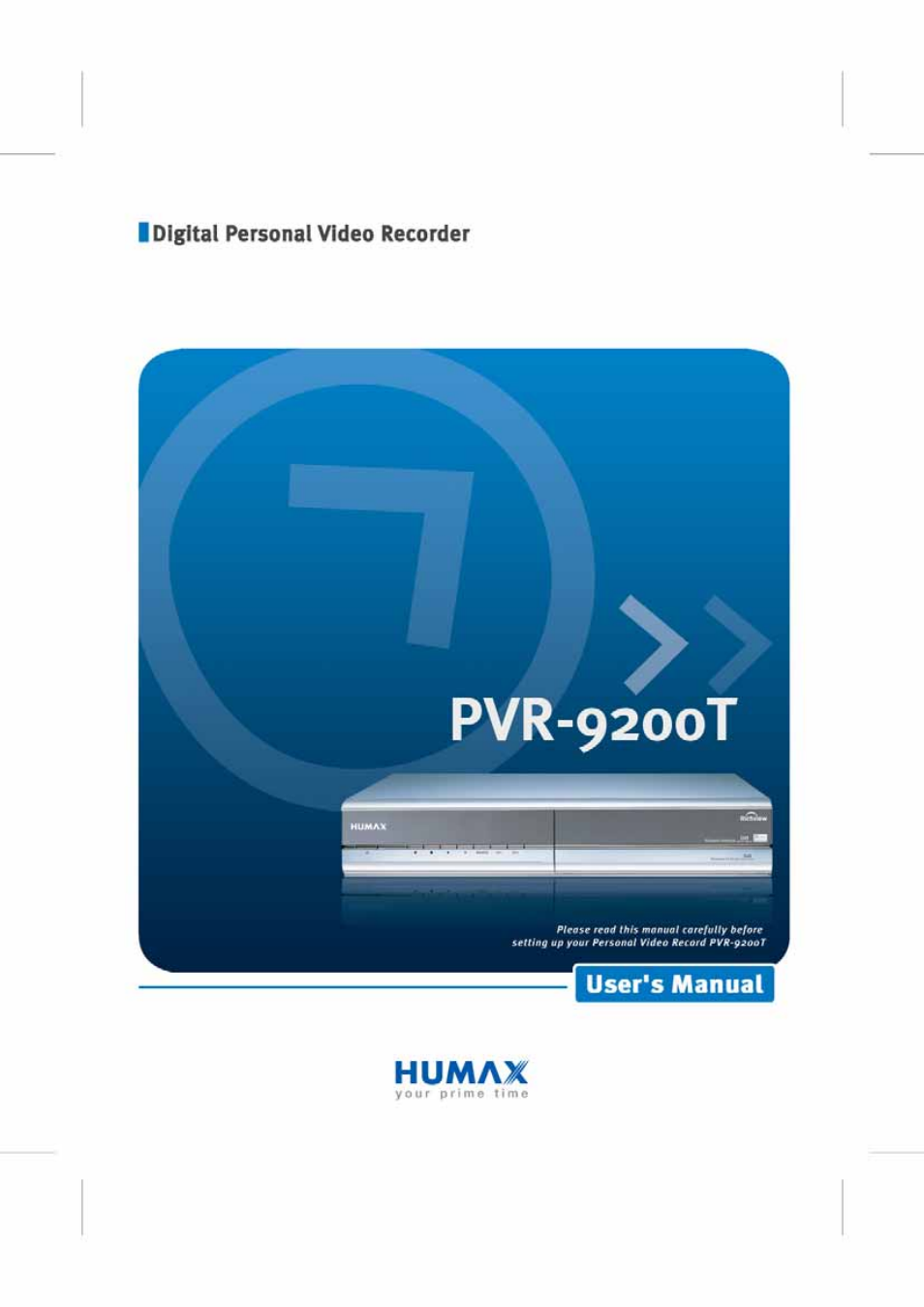 Humax PVR-9200T User Manual | 85 pages