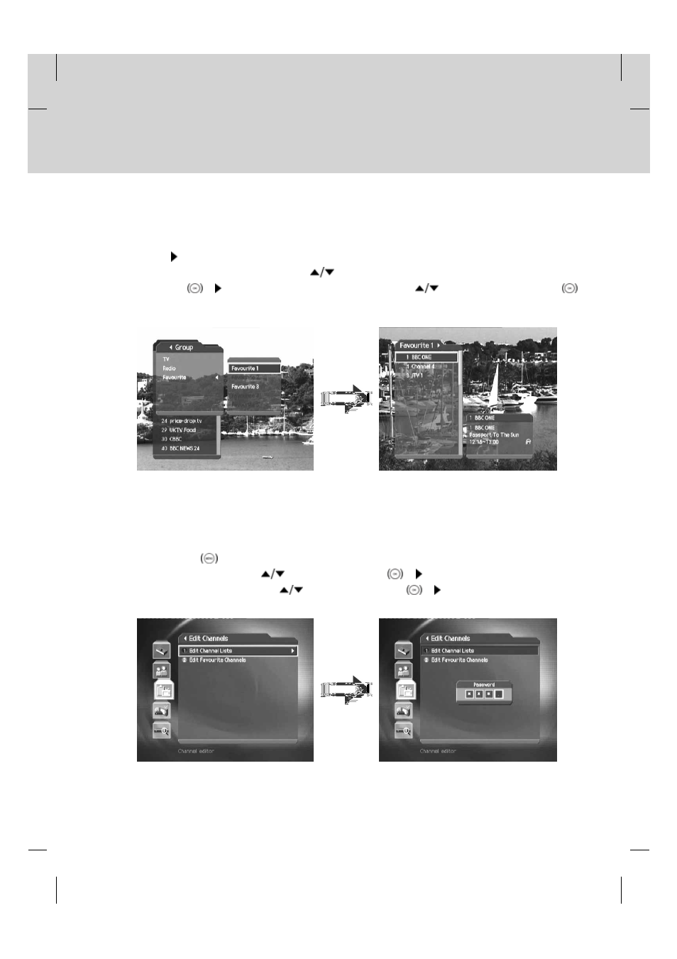 Channel list, 2 changing channel list group, 3 edit channels | Humax PVR-9200T User Manual | Page 43 / 85