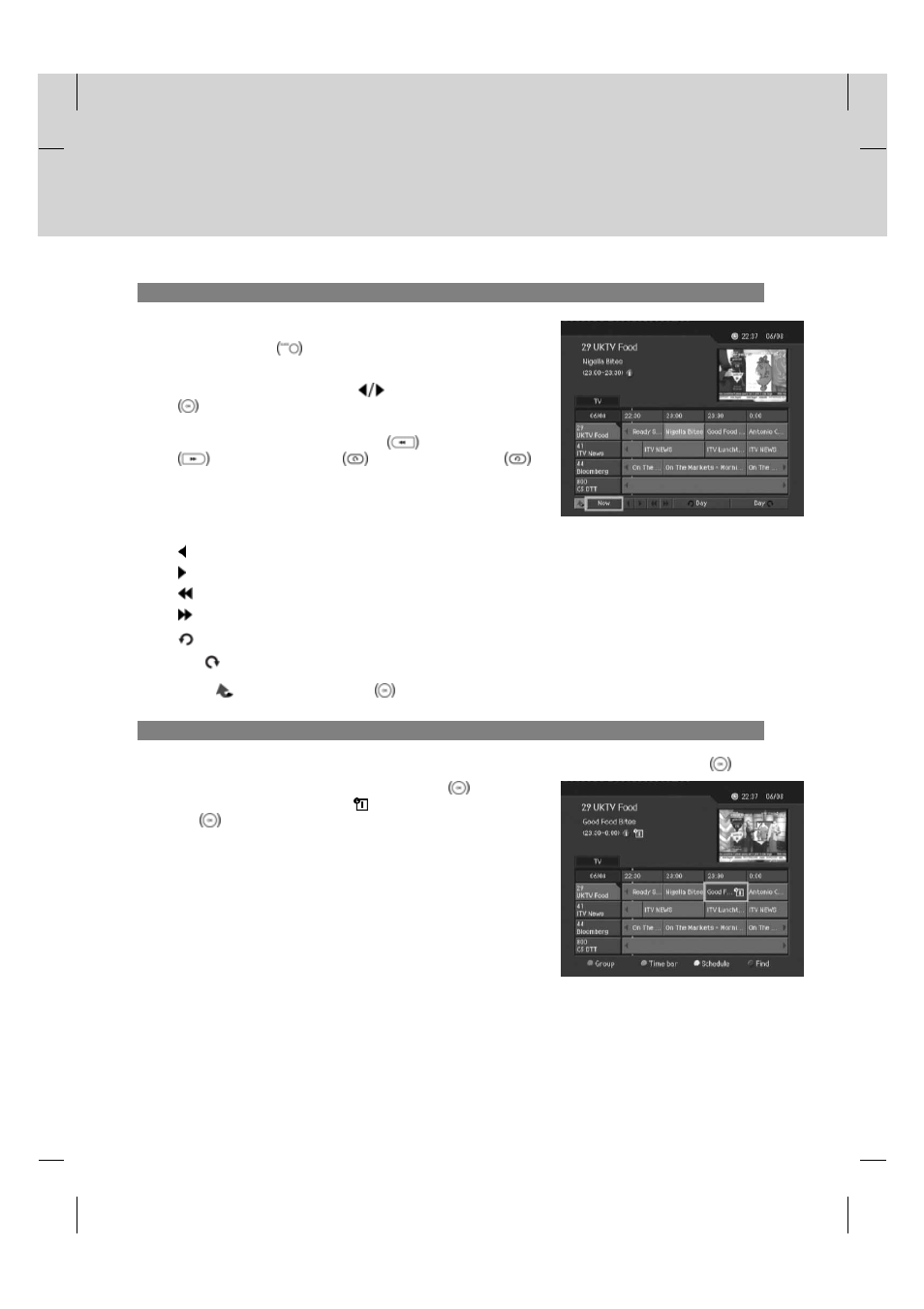 Viewing programme information using time bar, Scheduling recoding, Gb 49 | Humax PVR-9200T User Manual | Page 50 / 85