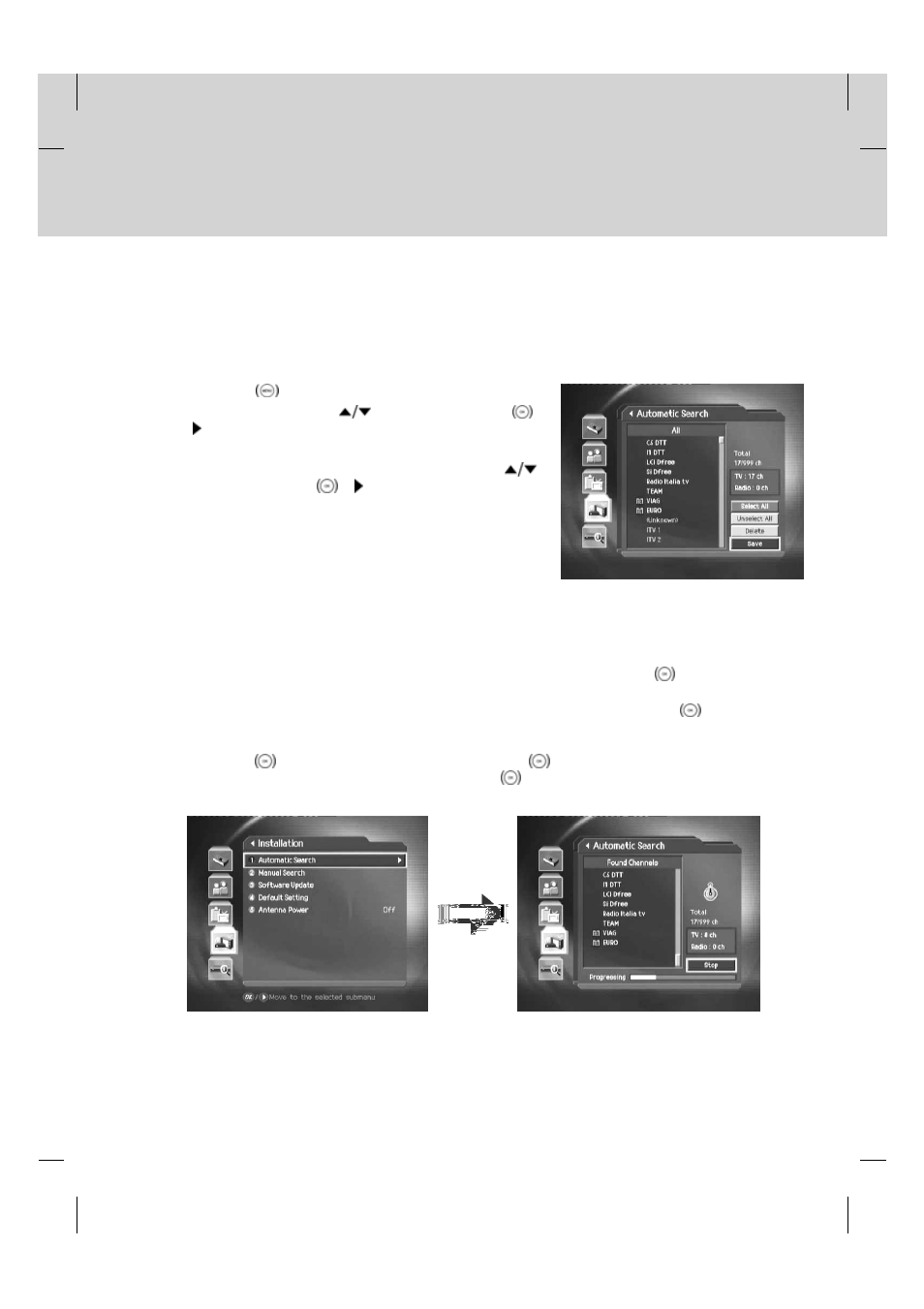 Installation, 1 automatic search | Humax PVR-9200T User Manual | Page 62 / 85