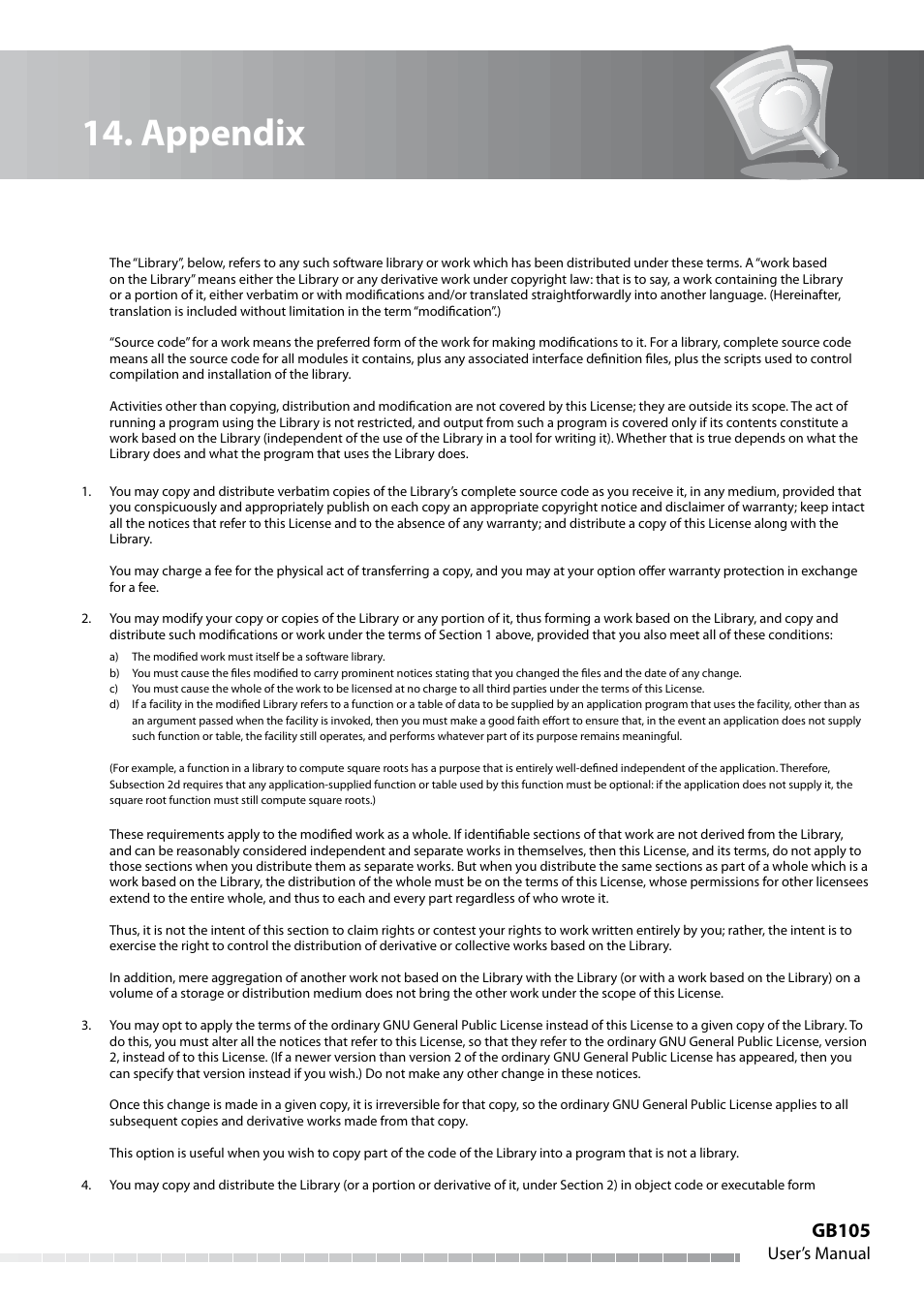 Appendix, Gb105, User’s manual | Humax IHDR-5050C User Manual | Page 106 / 110