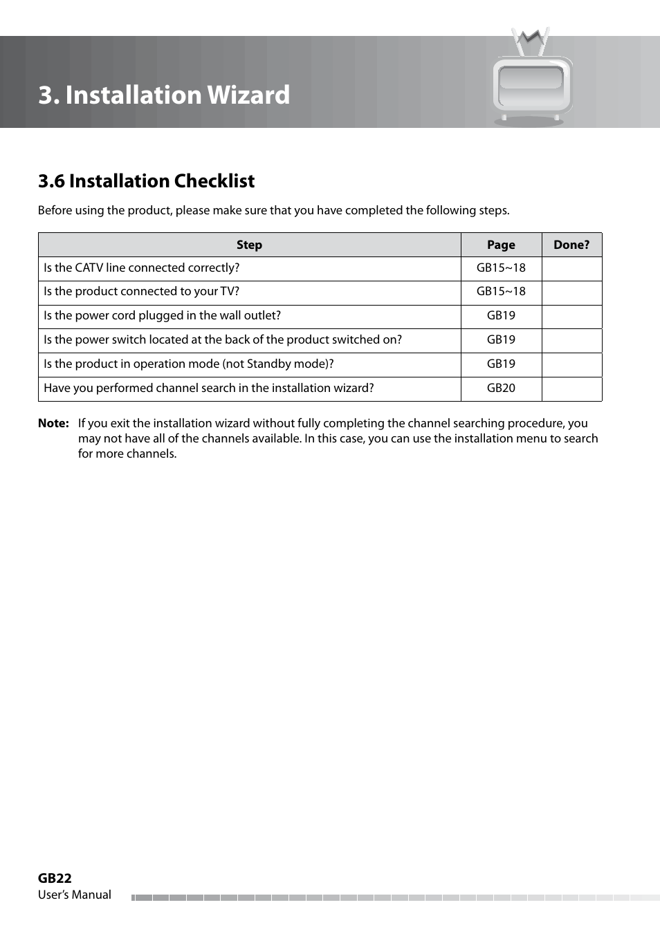 Installation wizard, 6 installation checklist | Humax IHDR-5050C User Manual | Page 23 / 110