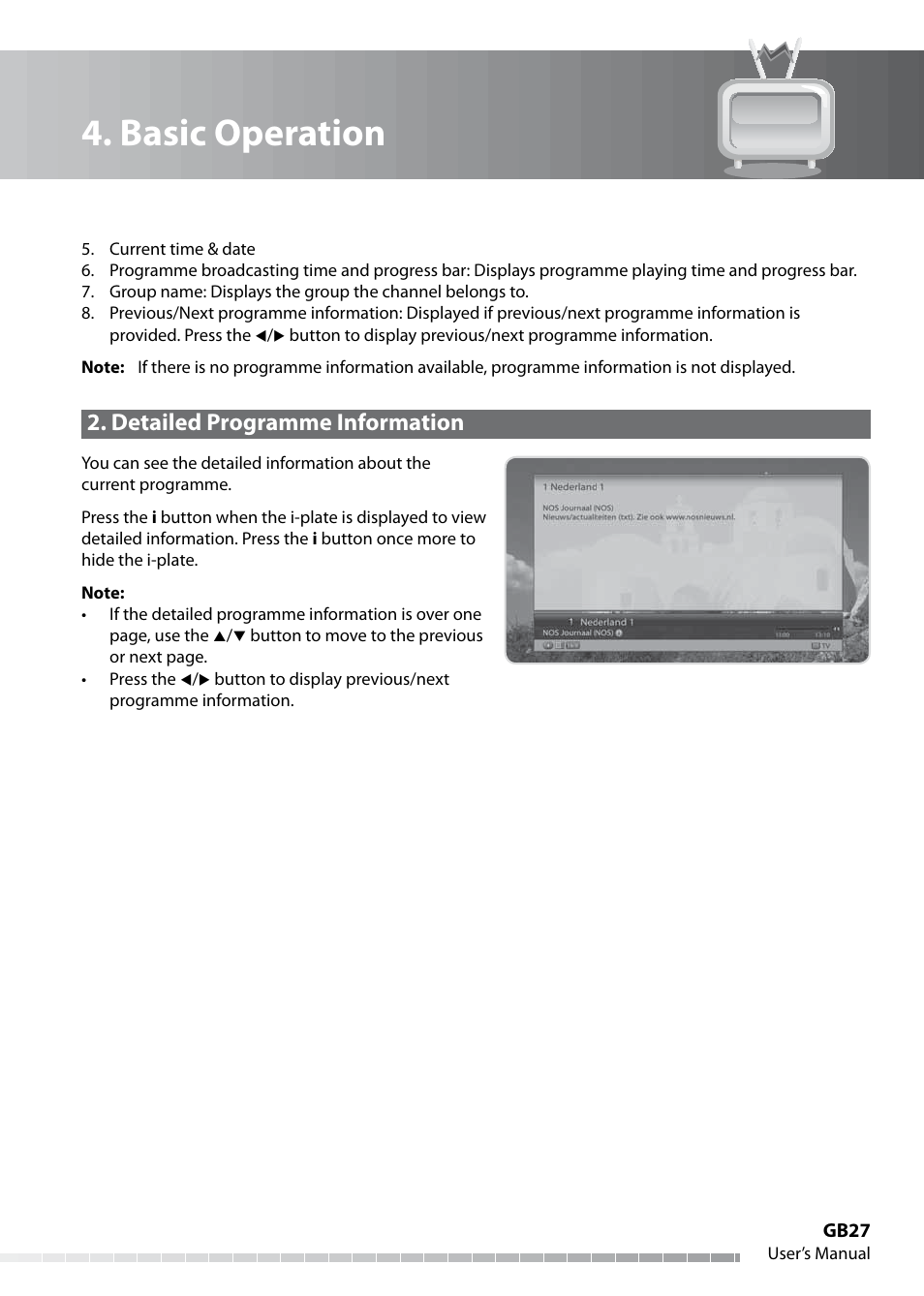 Basic operation, Detailed programme information | Humax IHDR-5050C User Manual | Page 28 / 110