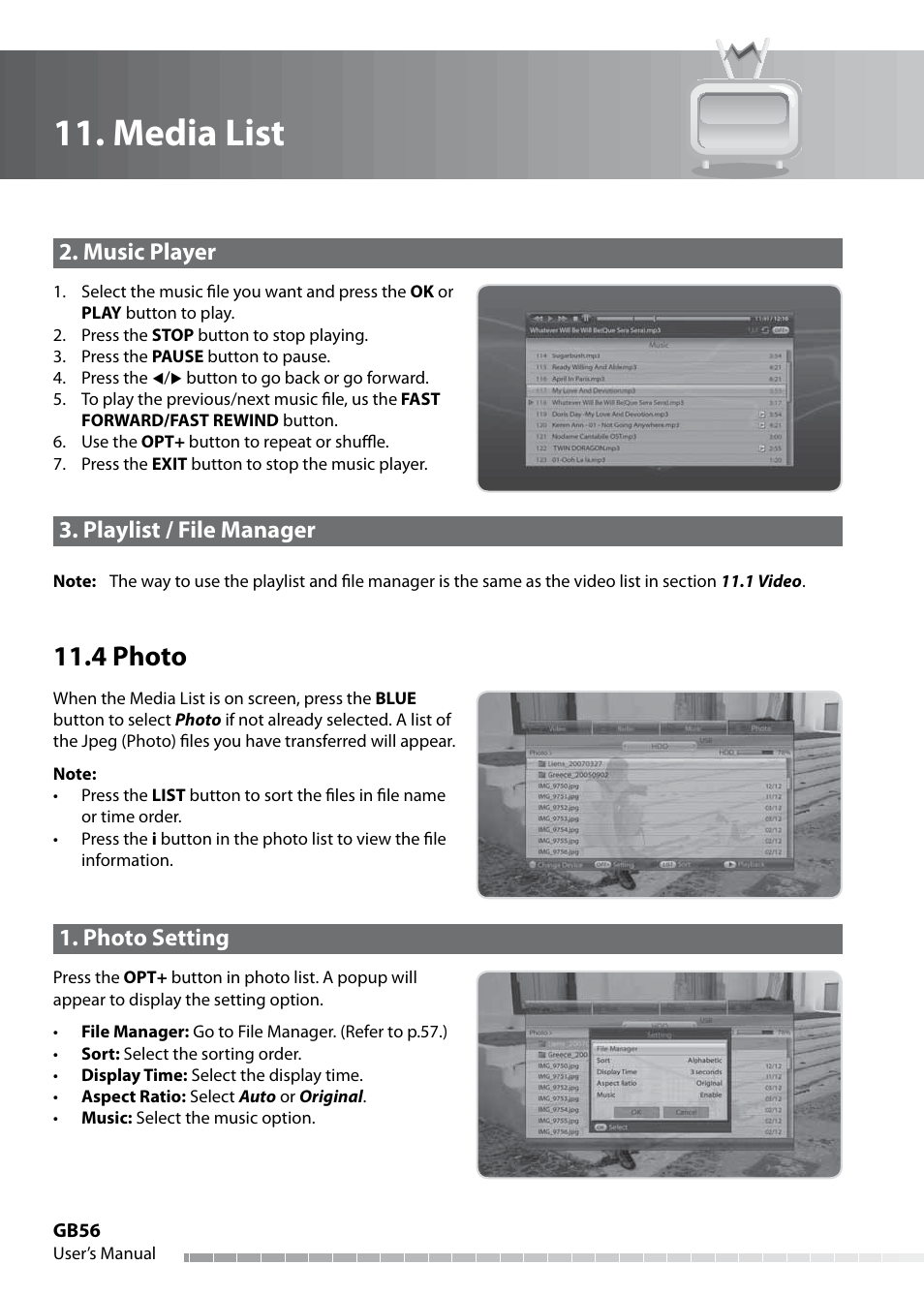 Media list, 4 photo | Humax IHDR-5050C User Manual | Page 57 / 110