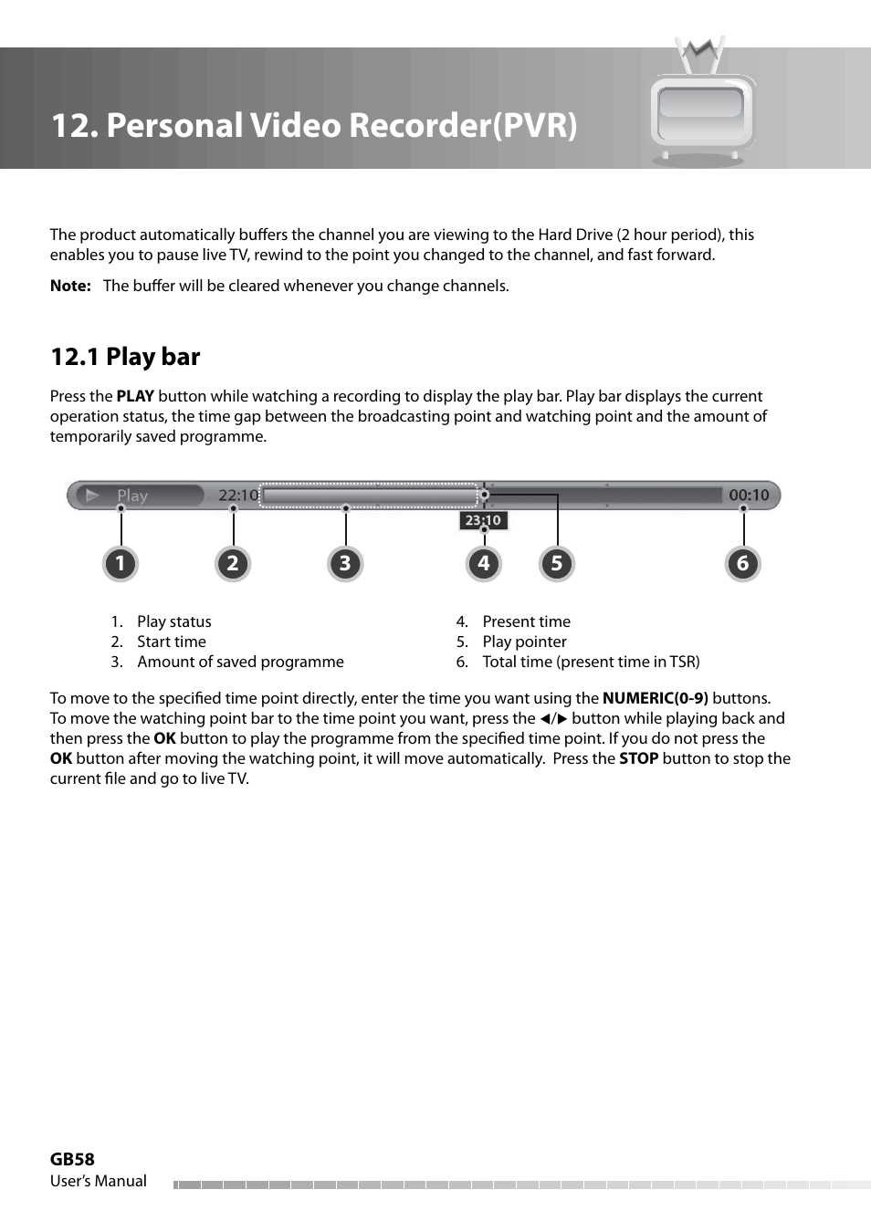 Personal video recorder(pvr), 1 play bar | Humax IHDR-5050C User Manual | Page 59 / 110