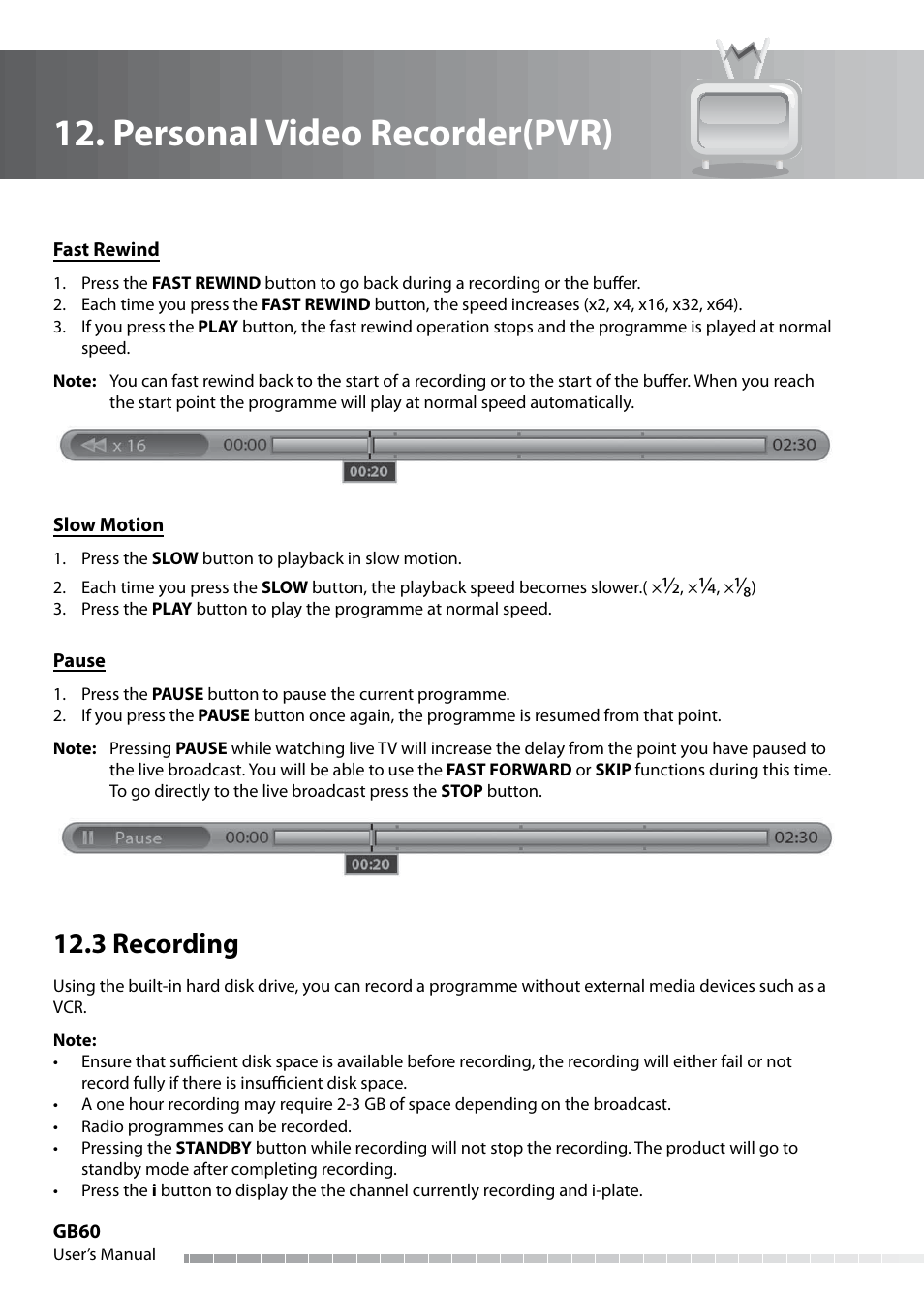 Personal video recorder(pvr), 3 recording | Humax IHDR-5050C User Manual | Page 61 / 110