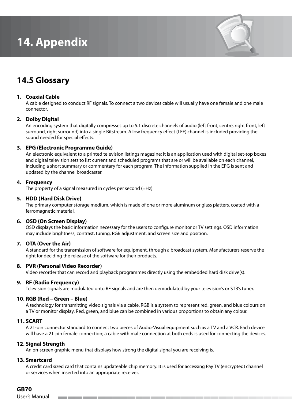 Appendix, 5 glossary | Humax IHDR-5050C User Manual | Page 71 / 110