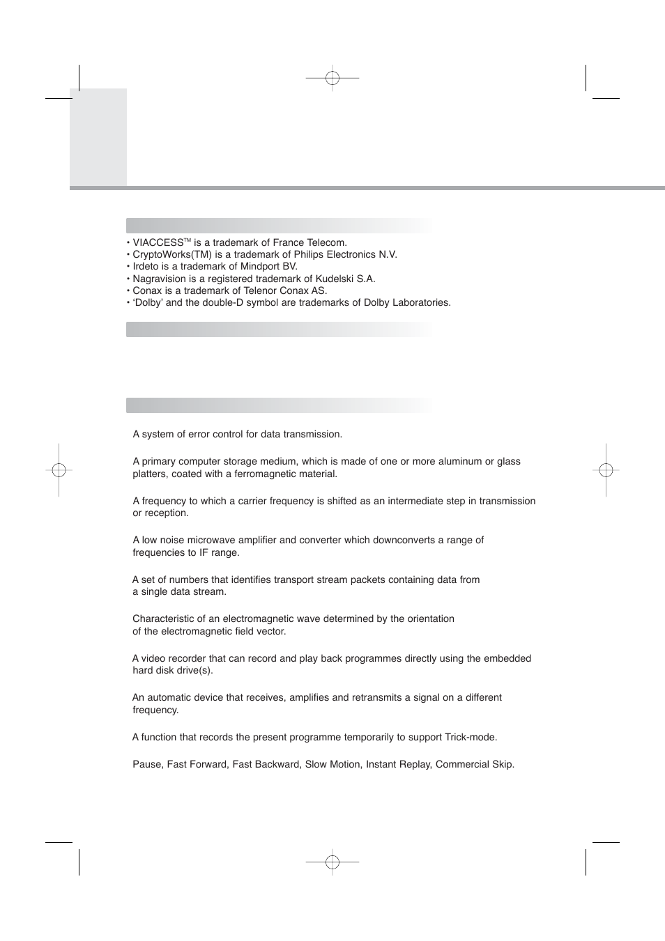 Warning & glossary | Humax PVR-8000 User Manual | Page 5 / 62