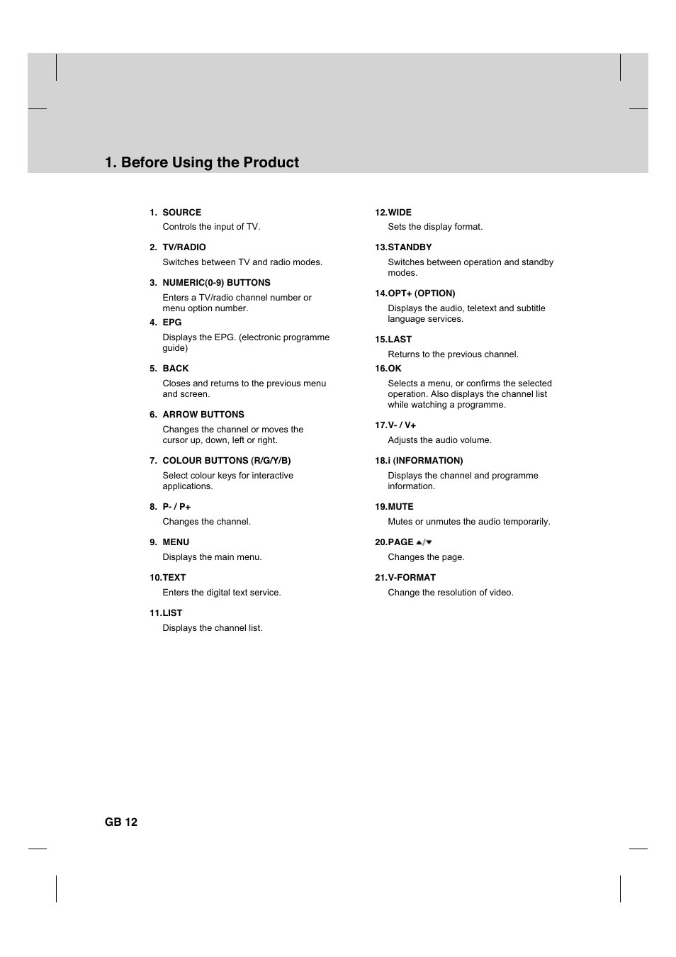 Before using the product, Gb 12 | Humax HDCI-2000 User Manual | Page 13 / 86