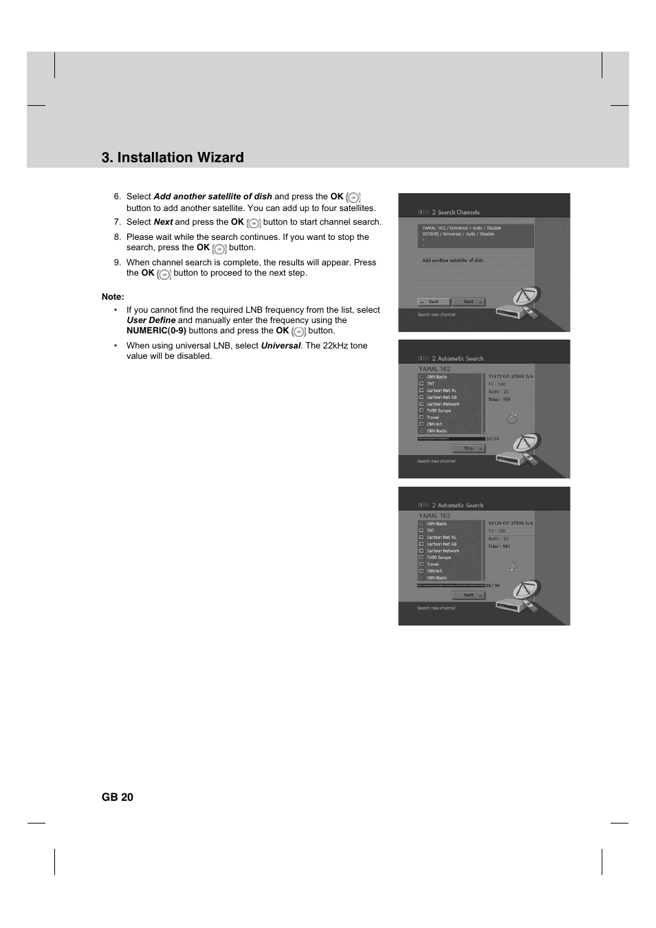Installation wizard, Gb 20 | Humax HDCI-2000 User Manual | Page 21 / 86