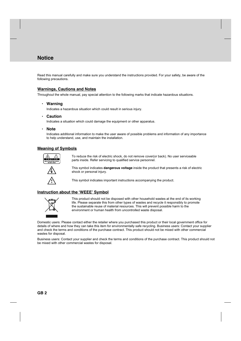 Notice | Humax HDCI-2000 User Manual | Page 3 / 86