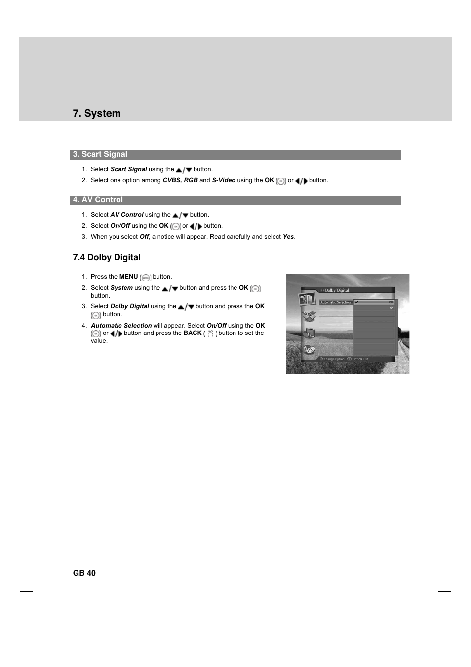 System, 4 dolby digital | Humax HDCI-2000 User Manual | Page 41 / 86