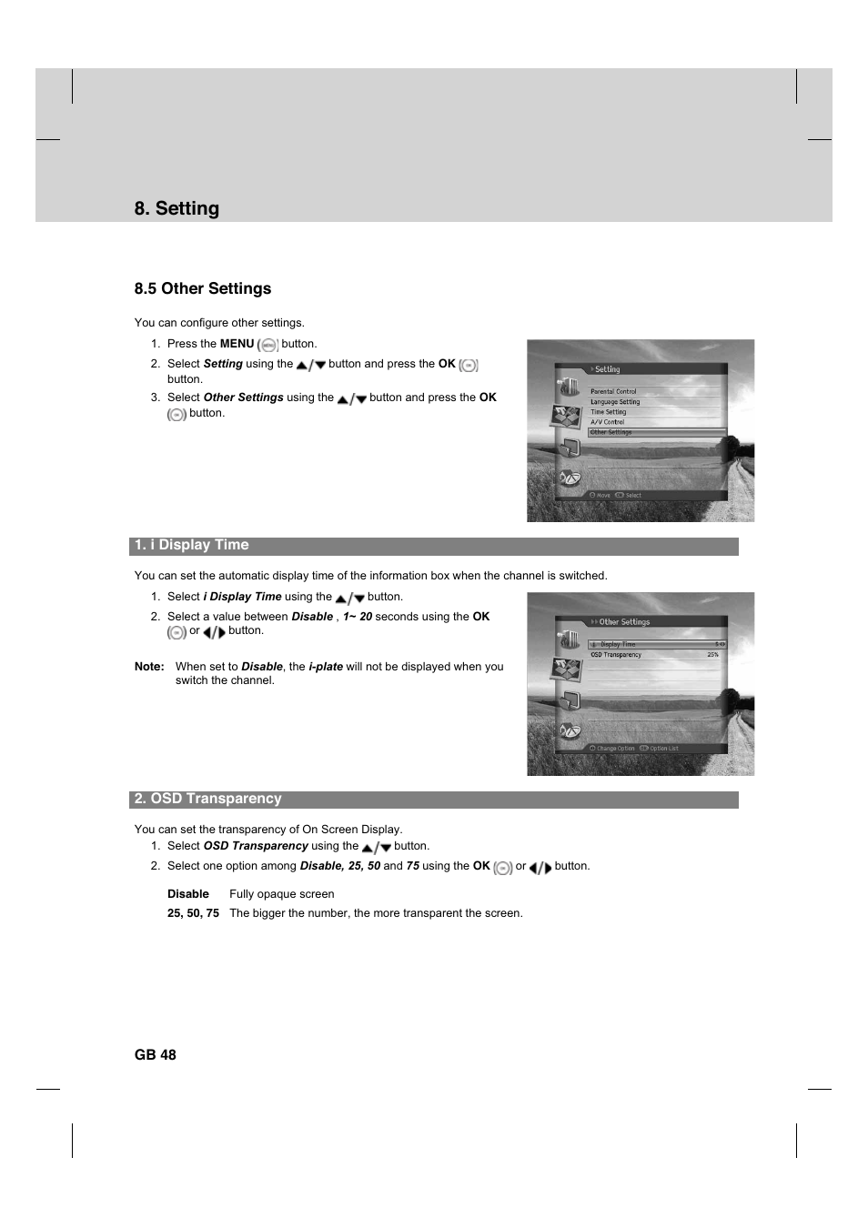 Setting, 5 other settings | Humax HDCI-2000 User Manual | Page 49 / 86