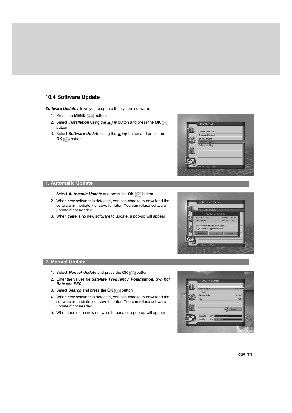 4 software update | Humax HDCI-2000 User Manual | Page 72 / 86