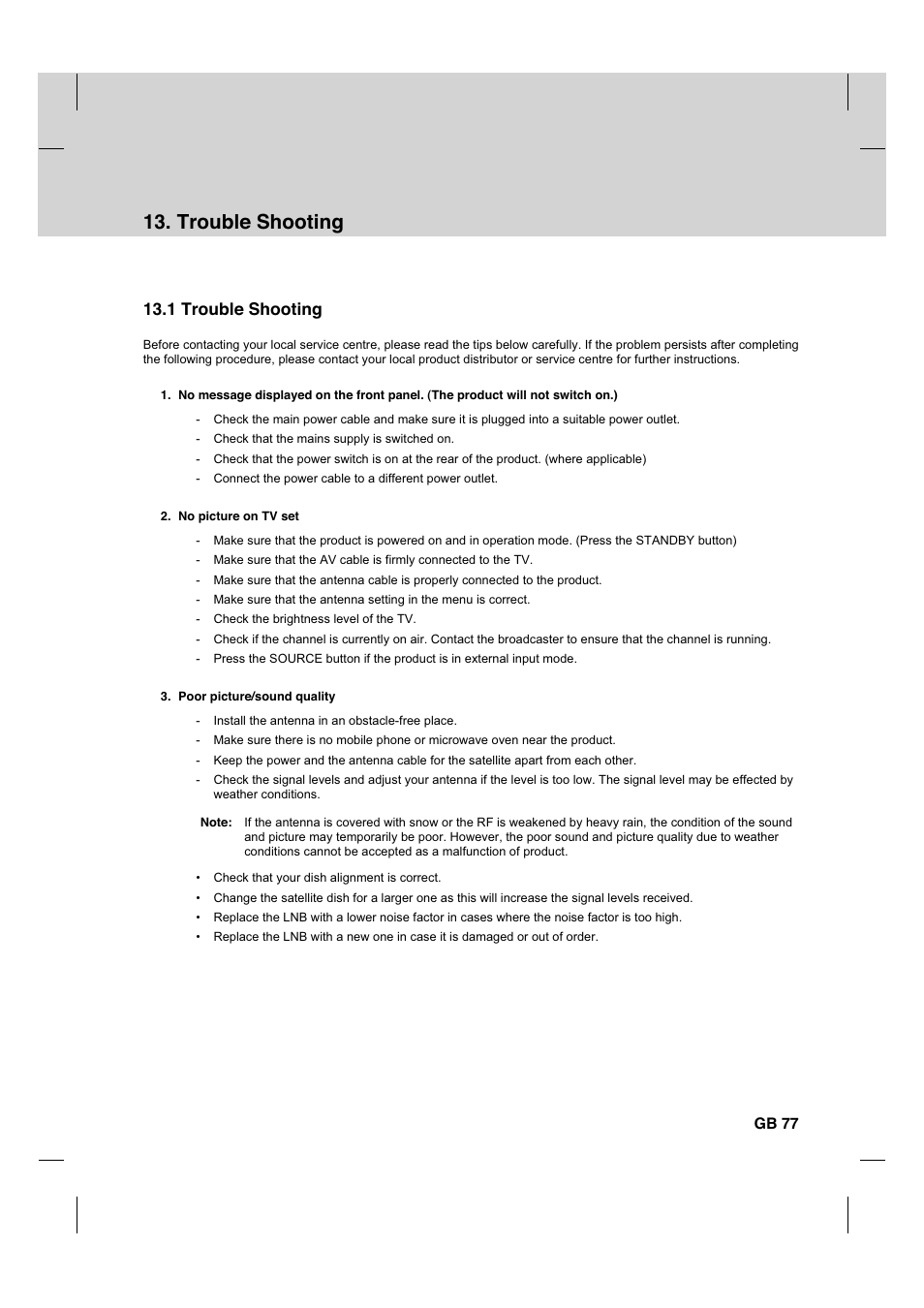 Trouble shooting, 1 trouble shooting | Humax HDCI-2000 User Manual | Page 78 / 86