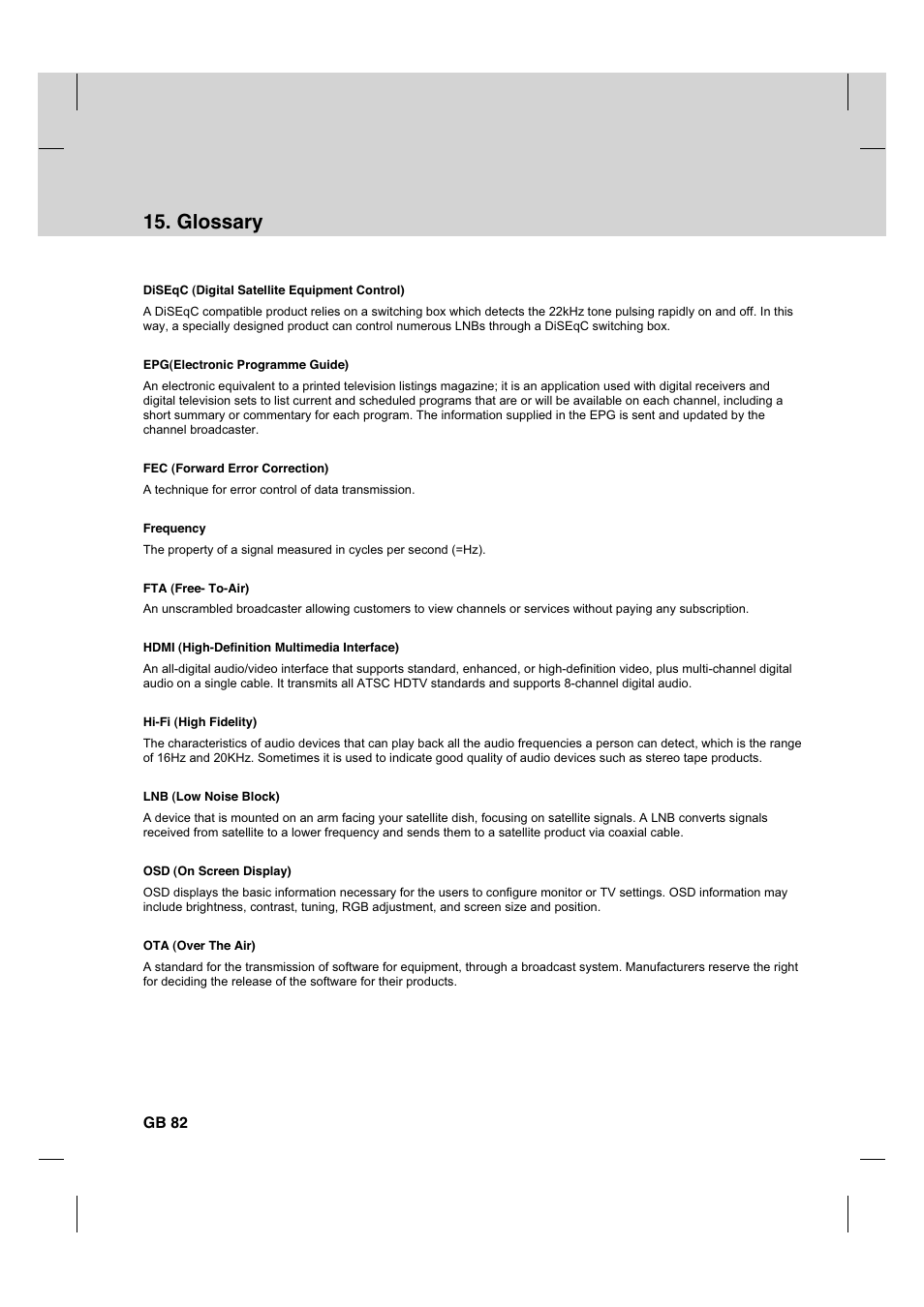 Glossary | Humax HDCI-2000 User Manual | Page 83 / 86