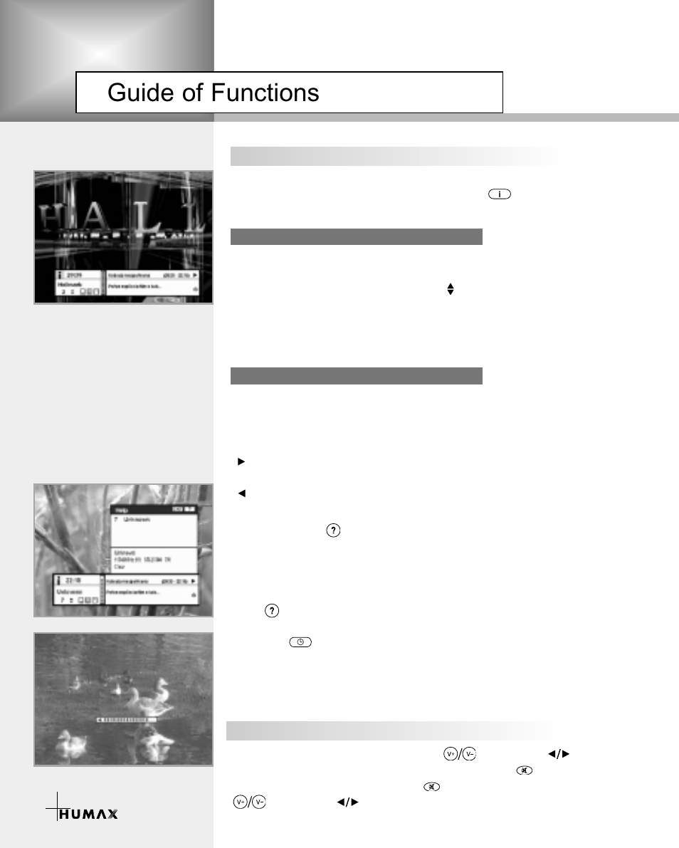 Guide of functions | Humax CR-3510 User Manual | Page 14 / 39