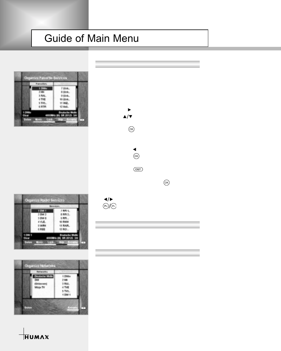 Guide of main menu | Humax CR-3510 User Manual | Page 26 / 39