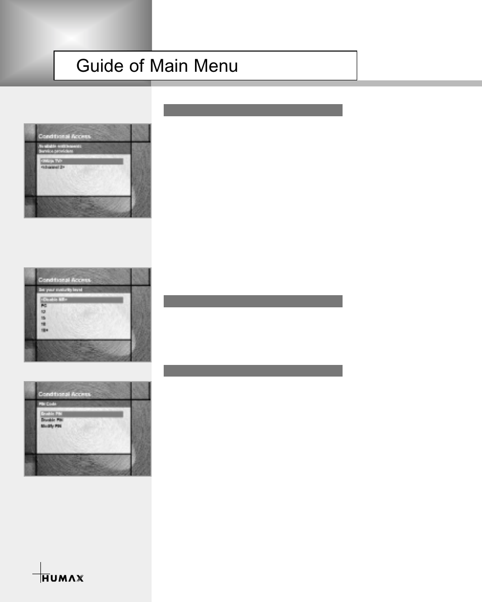 Guide of main menu | Humax CR-3510 User Manual | Page 30 / 39