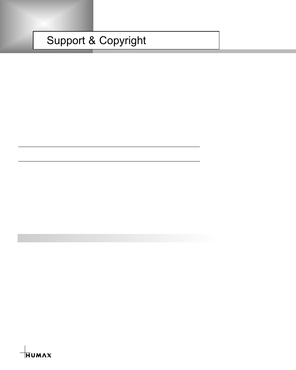 Support & copyright | Humax CR-3510 User Manual | Page 6 / 39