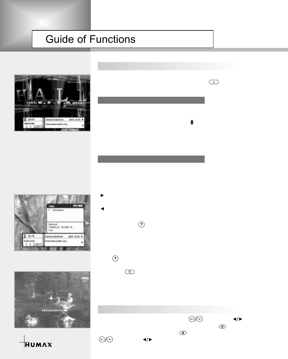 Guide of functions | Humax VA-3210 User Manual | Page 14 / 38