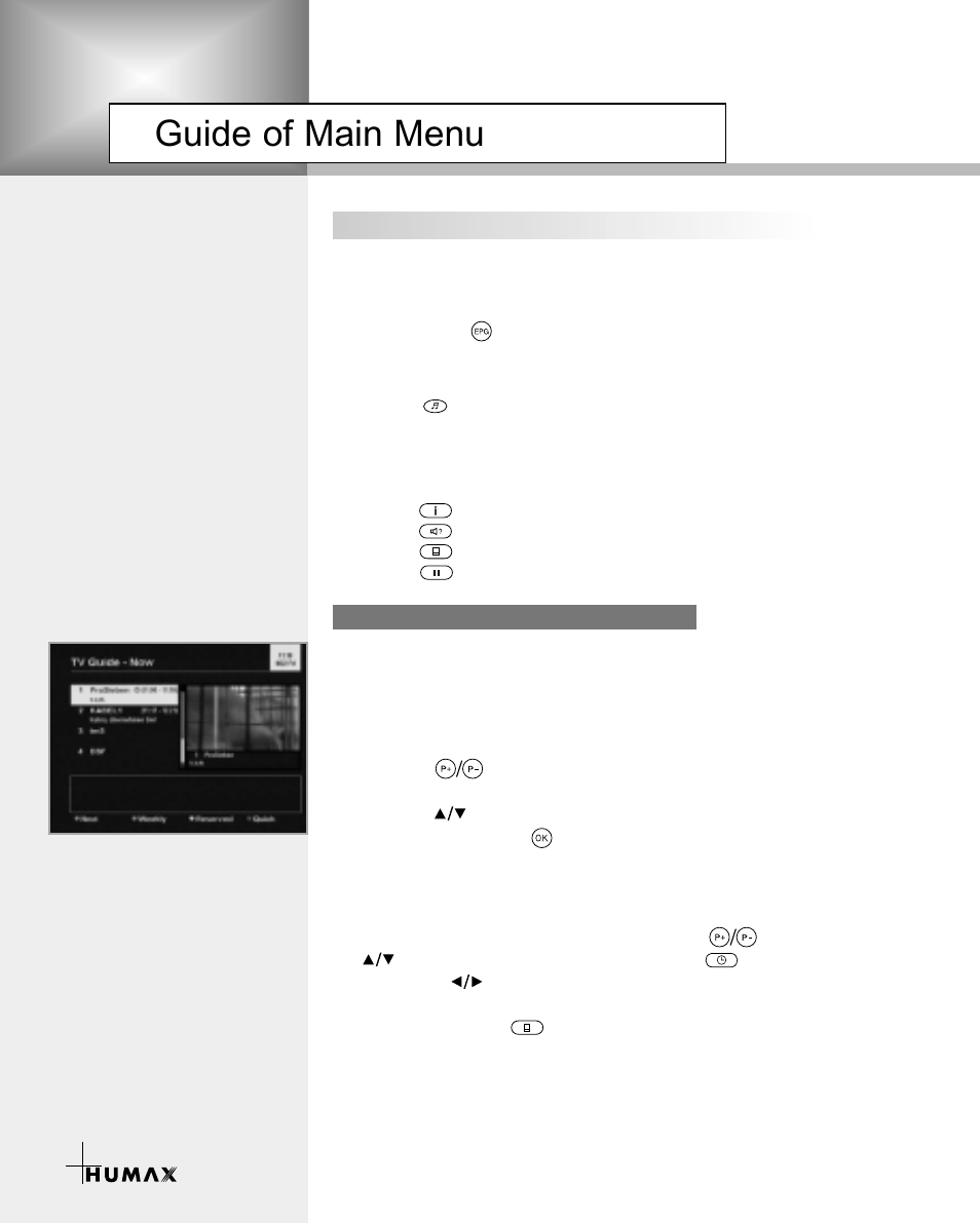 Guide of main menu | Humax VA-3210 User Manual | Page 18 / 38