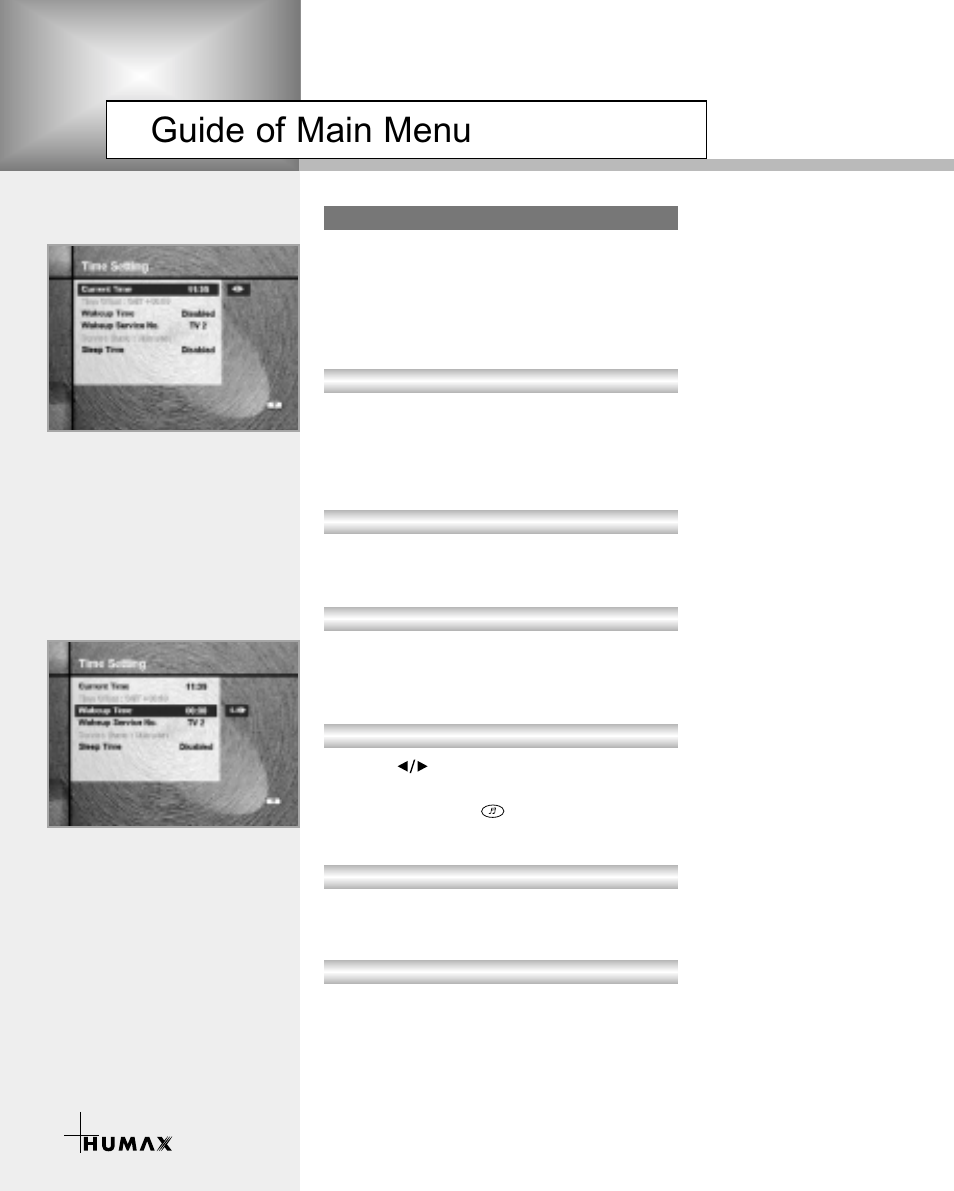 Guide of main menu | Humax VA-3210 User Manual | Page 22 / 38
