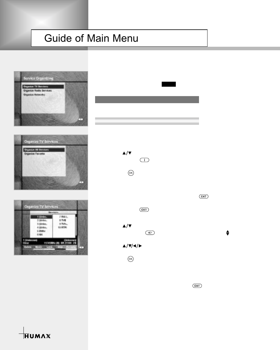Guide of main menu | Humax VA-3210 User Manual | Page 24 / 38